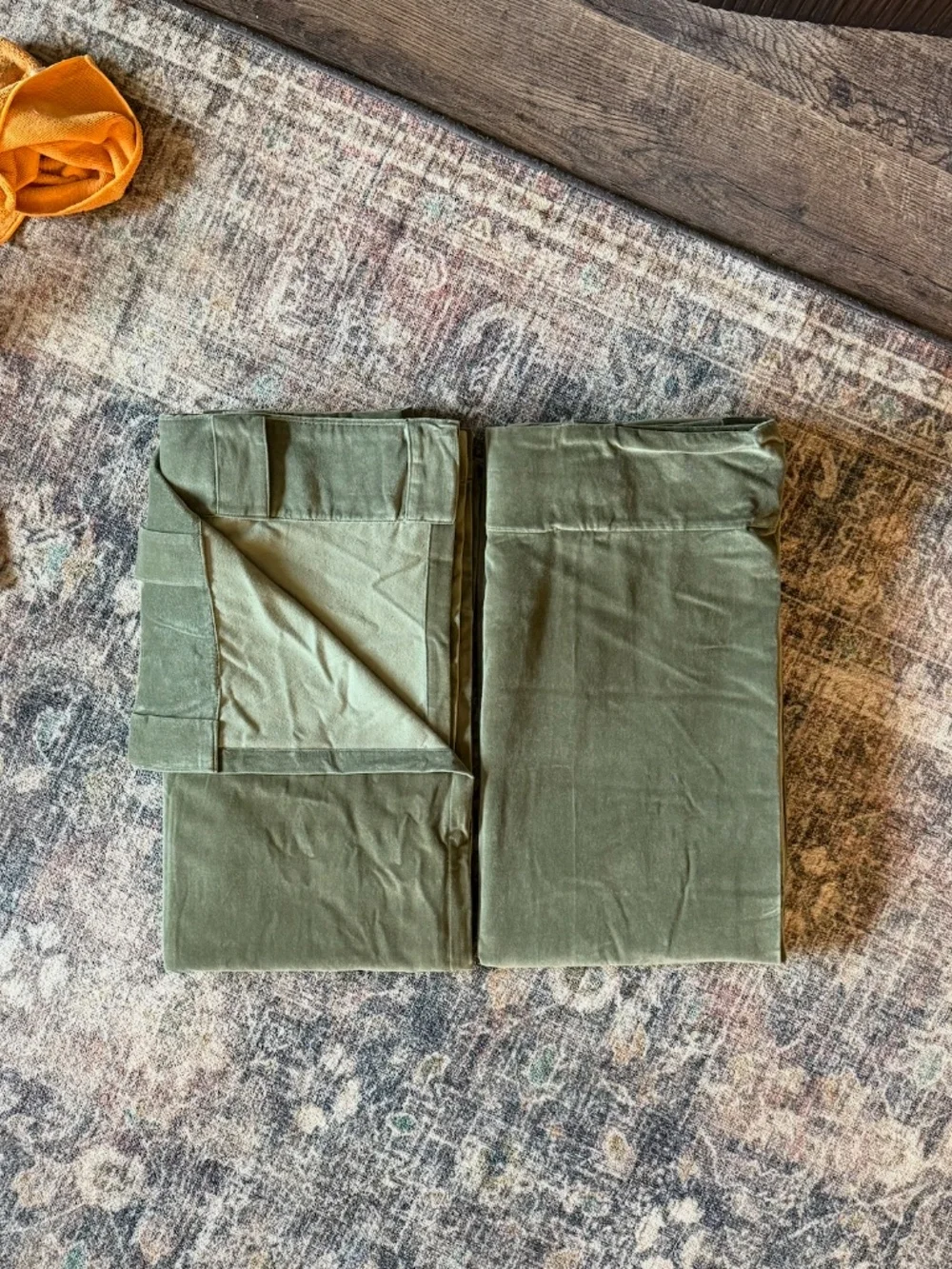 West Elm Cotton Velvet Curtain, Dark Olive, 48